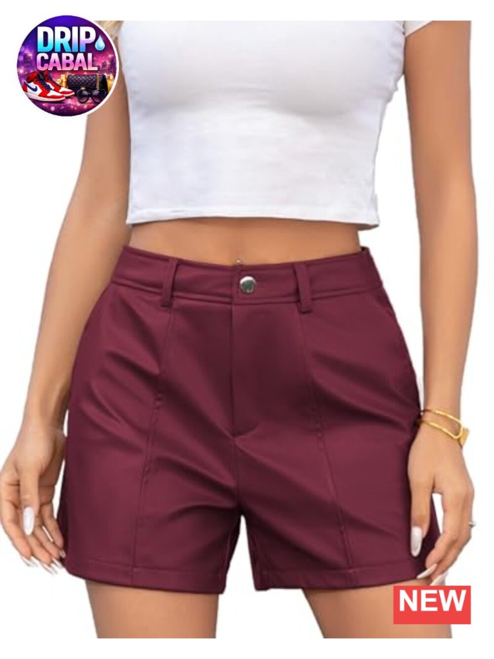 Faux Leather High Waisted Skort Skirt Shorts Women's